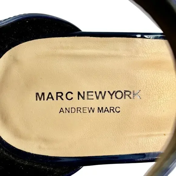 Marc NY Andrew Marc Navy Patent Heels Size 9 - Picture 4 of 7